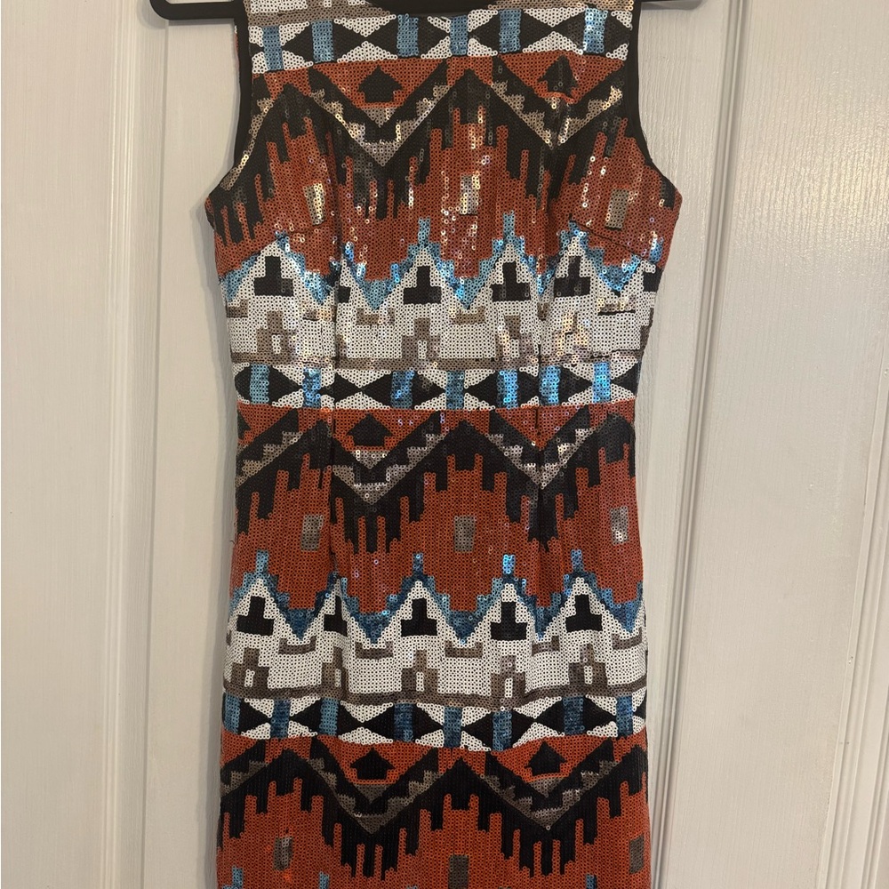 Geometric Sequin Dress - Multicolor